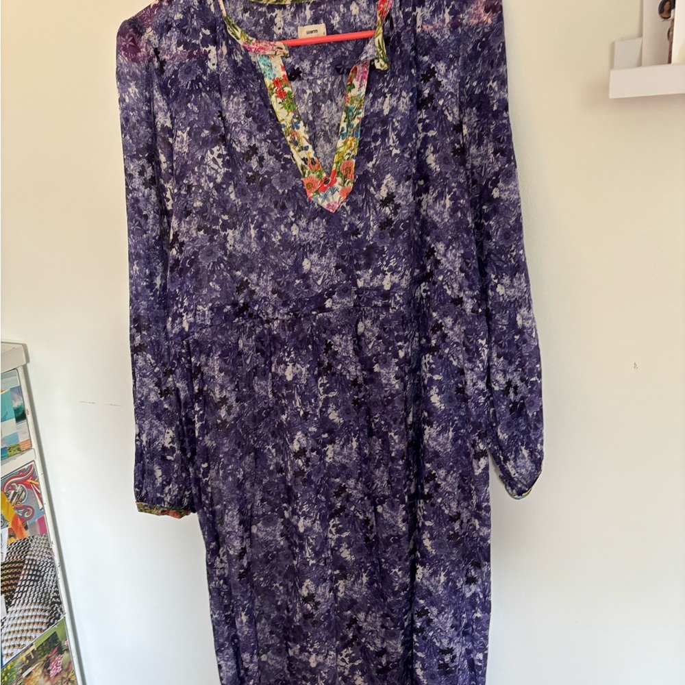 Warm Casual Purple V-Neck Dolman Sleeve Dress